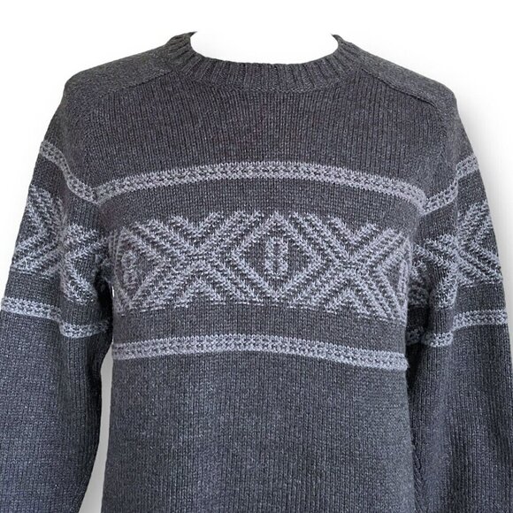 Eddie Bauer Mens Sweater Sz Large Gray Cotton Wool Ski Nordic Knit Pullover - Picture 2 of 6